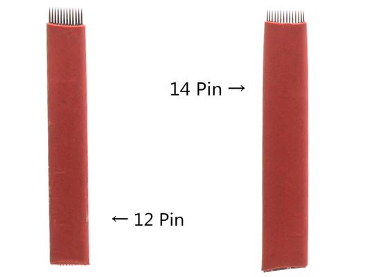 Flat Manual Tattoo Needles 12 14 Pins Microblading CE Certificate